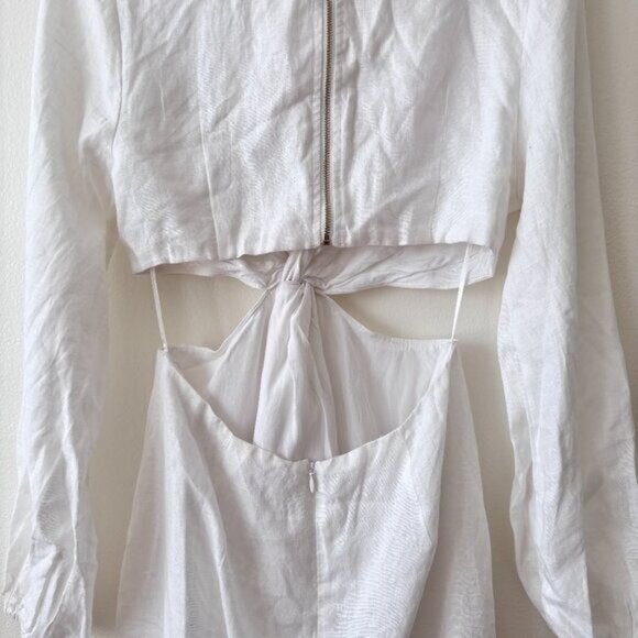 DISSH Tina White Twist Cutout Linen Mini Dress - Picture 9 of 10